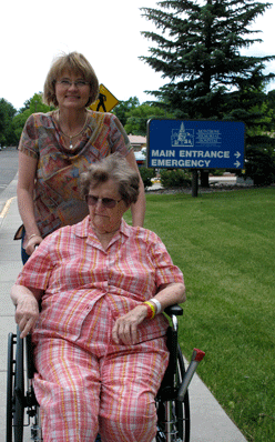 mary-and-dena-200905301 Mary and Dena Out for a Walk Around the Hospital -- 5/30/2009